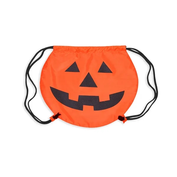 Polyester drawstring backpack with jack-o-lanterns tock art printed in reflective ink.... from ASI 79530 Prime Line