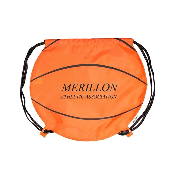 Basketball themed drawstring backpack with adjustable soft black nylon shoulder strap... from ASI 79530 Prime Line