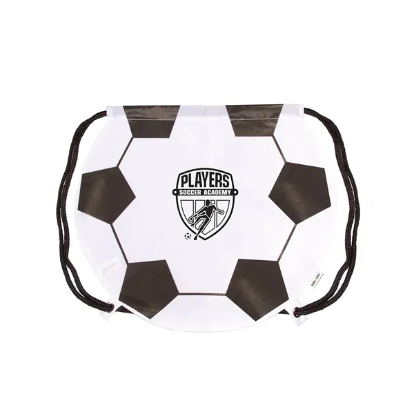 Soccer themed drawstring backpack with adjustable soft black nylon shoulder strap... from ASI 79530 Prime Line
