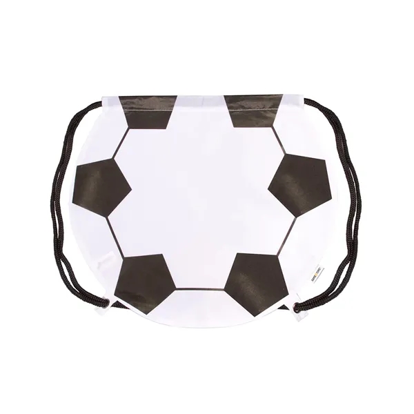 Soccer themed drawstring backpack with adjustable soft black nylon shoulder strap... from ASI 79530 Prime Line