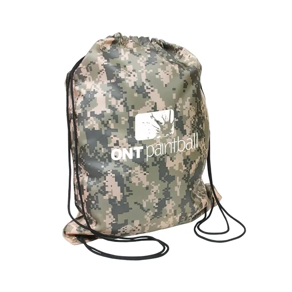 14.5" x 17.5" classic drawstring backpack made of digital camouflage printed... from ASI 79530 Prime Line