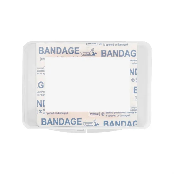 Portable first aid kit with bandages, hand sanitizer, cleansing pad, towelette,... from ASI 61125 Hit Promotional Products / Hit®