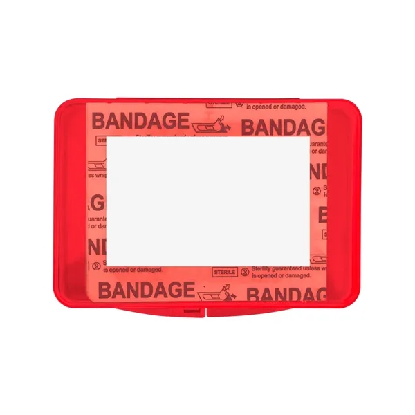 Portable first aid kit with bandages, hand sanitizer, cleansing pad, towelette,... from ASI 61125 Hit Promotional Products / Hit®