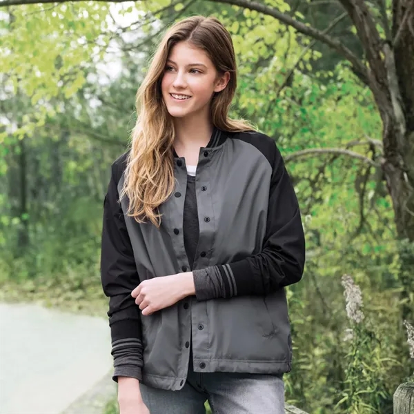 Women's varsity jacket with snap closures.... from ASI 66887 PCNA / Trimark