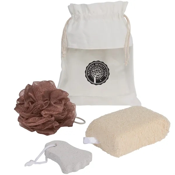 3 piece spa set with loofah, pumice stone, sponge and pouch... from ASI 66887 PCNA / Bullet