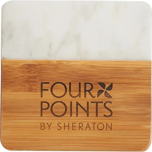 4 piece marble and bamboo coaster set.... from ASI 66887 PCNA / Leeds