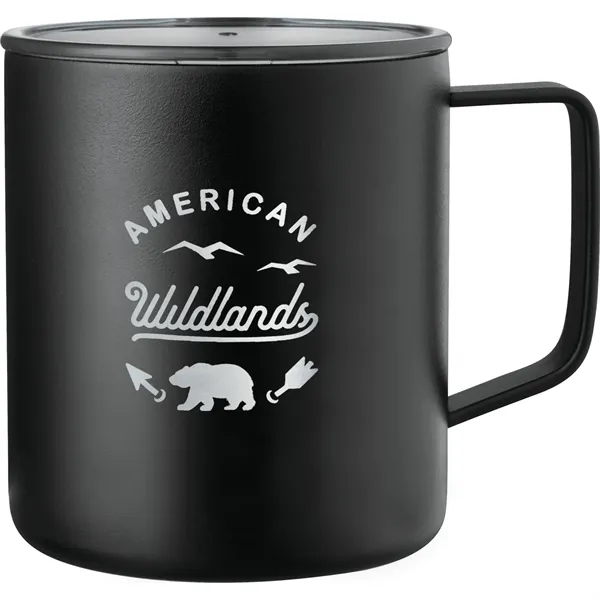 14 oz. double wall vacuum insulated mug with powder-coated finish.... from ASI 66887 PCNA / Leeds