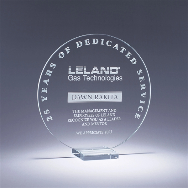 Starphire crystal award with matching base and deep etch imprint on... from ASI 62985 J. Charles