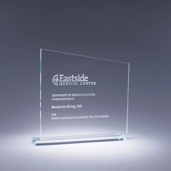 Elegant starphire crystal award with deep etch imprint on one size... from ASI 62985 J. Charles