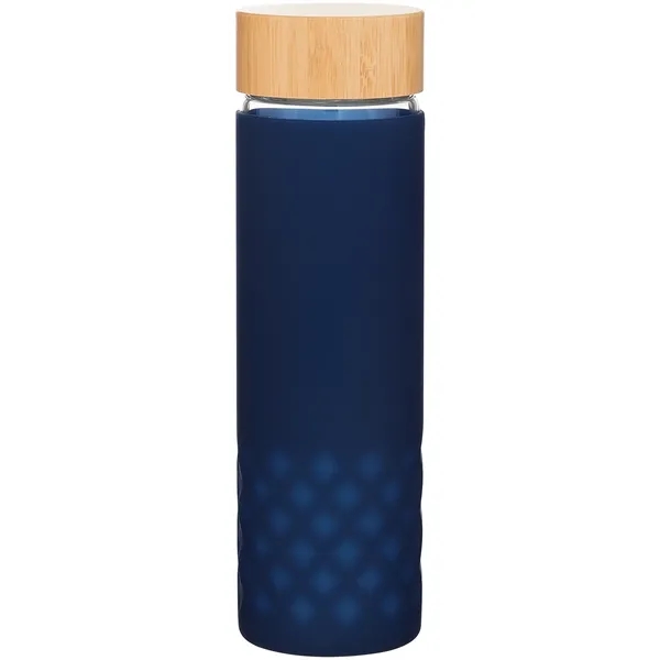 18 oz single wall borosilicate glass bottle with threaded bamboo lid,... from ASI 51197 ETS Express, LLC