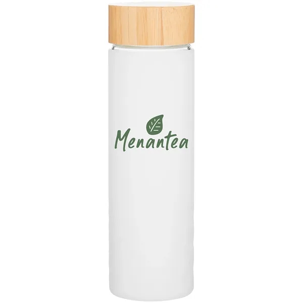 18 oz single wall borosilicate glass bottle with threaded bamboo lid,... from ASI 51197 ETS Express, LLC