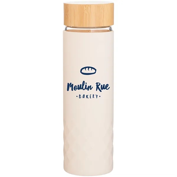 18 oz single wall borosilicate glass bottle with threaded bamboo lid,... from ASI 51197 ETS Express, LLC