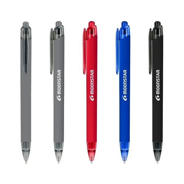 Recycled ABS plastic ballpoint pen with plunger-action, soft-touch rubber coating and... from ASI 88060 Snugz/USA Inc