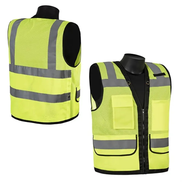 Vest made of 100% fluorescent polyester mesh fabric with solid bottom... from ASI 37455 Atteff International Inc