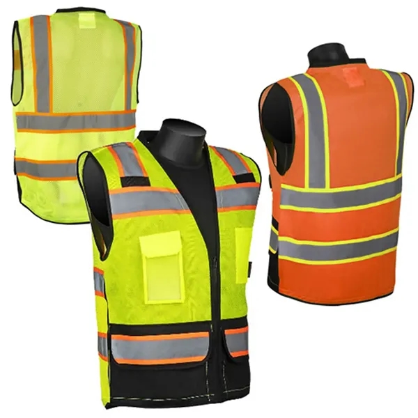 Vest made of 100% fluorescent polyester mesh fabric. Black bottom on... from ASI 37455 Atteff International Inc