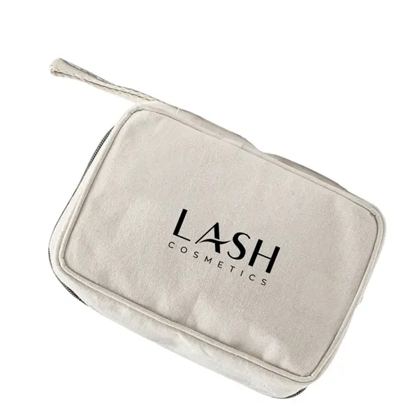 Durable cotton toiletry bag with full zip access and handle. Great... from ASI 67557 LimeLight Ent / Limelight USA
