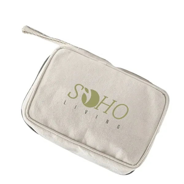 Durable cotton toiletry bag with full zip access and handle. Great... from ASI 67557 LimeLight Ent / Limelight USA