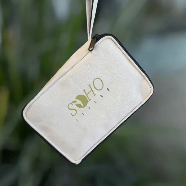 Durable cotton toiletry bag with full zip access and handle. Great... from ASI 67557 LimeLight Ent / Limelight USA