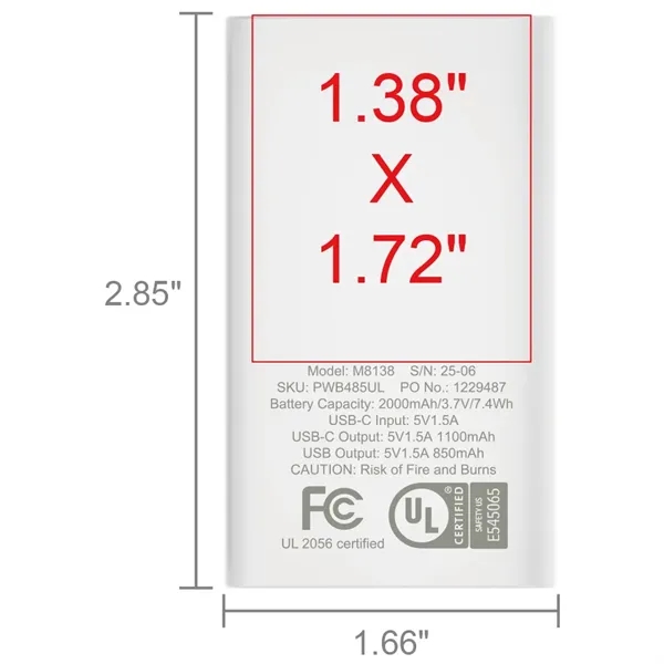 EmergyPack UL Power Bank: compact, safe, USB-A/USB-C charging with bold branding... from ASI 90154 Sunjoy Group Inc