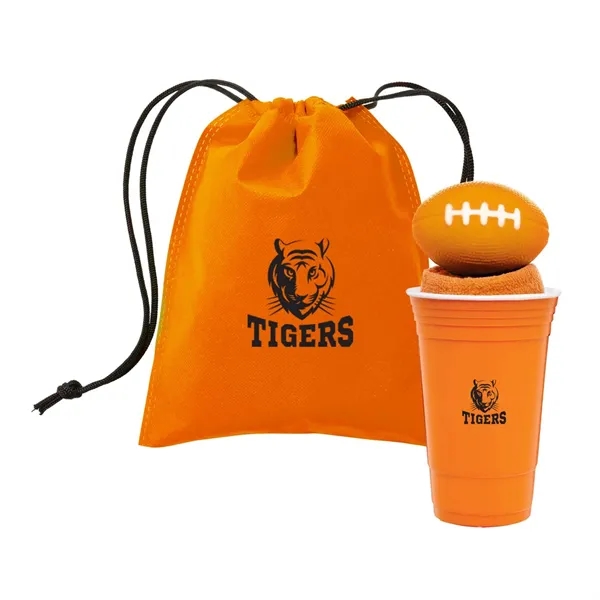 Football tailgate kit with 22 oz. cup with lid/straw, 3" football... from ASI 63549 Jornik Manufacturing Corp