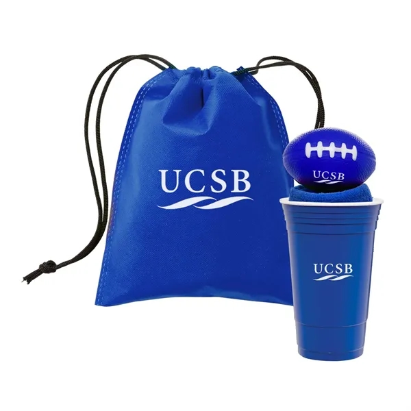 Football tailgate kit with 22 oz. cup with lid/straw, 3" football... from ASI 63549 Jornik Manufacturing Corp