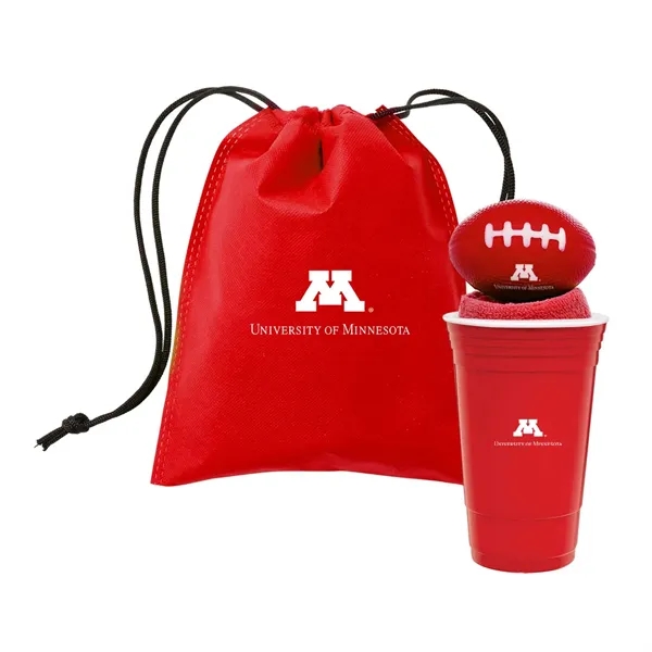 Football tailgate kit with 22 oz. cup with lid/straw, 3" football... from ASI 63549 Jornik Manufacturing Corp