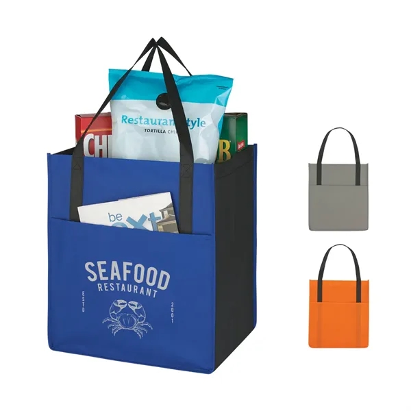 Non-Woven Shopper's Pocket Tote Bag.  Made of 80 Gram Non-Woven,... from ASI 61125 Hit Promotional Products / Hit®
