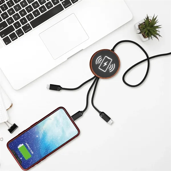 SCX Design™ 5-in-1 Bamboo 5W Wireless Charging Cable... from ASI 40480 Koozie Group