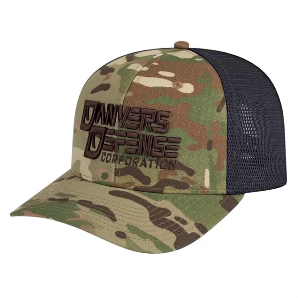 Multicam® poly/cotton mesh blend trucker cap with adjustable snapback closure.... from ASI 43792 Cap America Inc