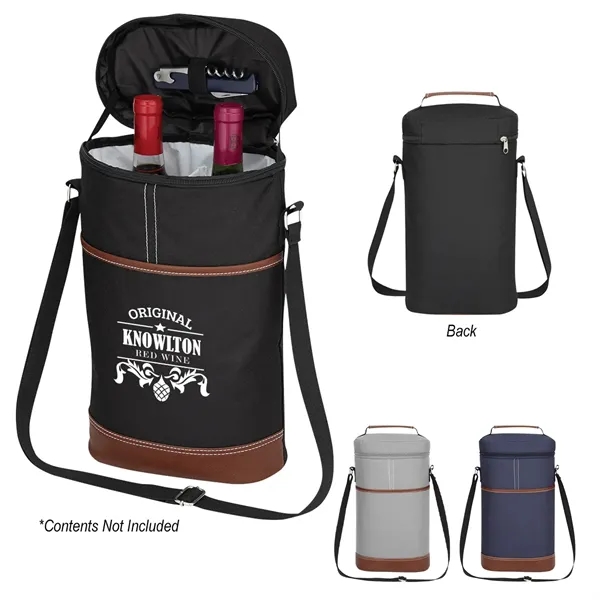 Wine tote made of polyester and polyurethane with PEVA lining, zippered... from ASI 61125 Hit Promotional Products / Hit®