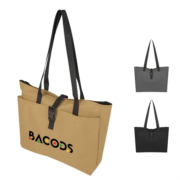 5.75" x 12" x 15" buckle tote bag with front zip... from ASI 61125 Hit Promotional Products / Hit®