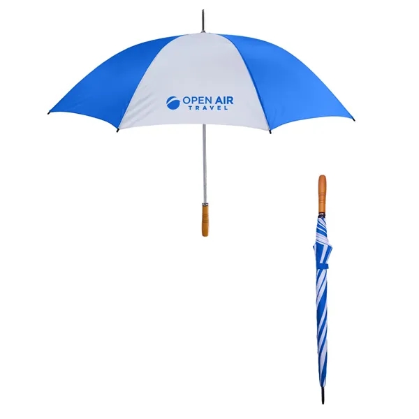 60" jumbo polyester umbrella with manual open/close feature, comfort-grip wooden handle... from ASI 79530 Prime Line