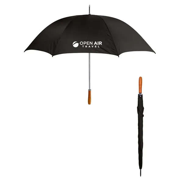 60" jumbo polyester umbrella with manual open/close feature, comfort-grip wooden handle... from ASI 79530 Prime Line