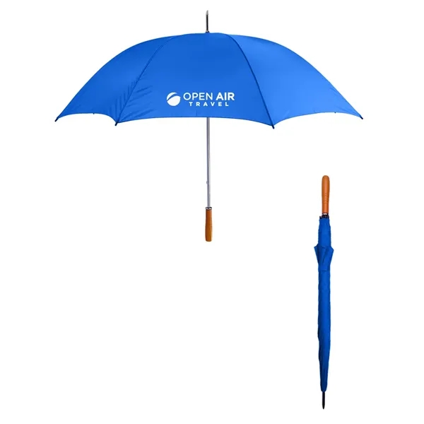 60" jumbo polyester umbrella with manual open/close feature, comfort-grip wooden handle... from ASI 79530 Prime Line