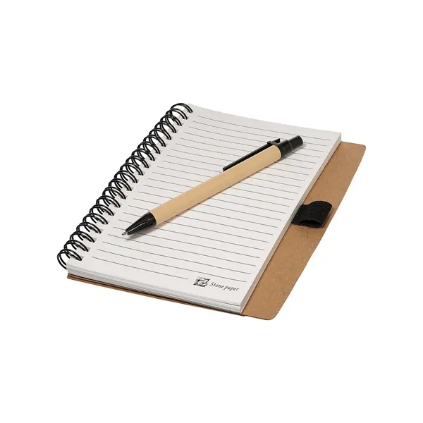 Metal dual-ring bound notebook with paper barrel pen and 60 pages... from ASI 79530 Prime Line