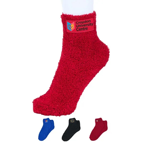 Fuzzy polyester and elastane socks in assorted colors.... from ASI 62660 Innovation Line
