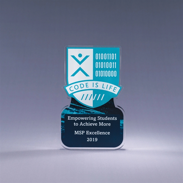 1/4" thick, custom award made of optically-pure acrylic and digitally printed... from ASI 62985 J. Charles