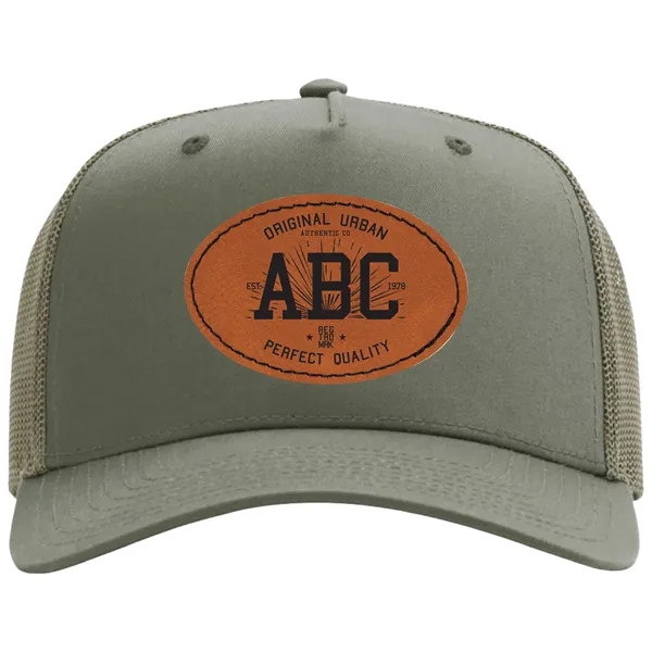 Richardson 112FP snapback cotton and polyester five-panel cap with leatherette patch... from ASI 74601 Calico