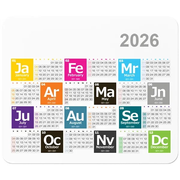 Periodic table calendar mouse pad made of rubber and soft woven... from ASI 39552 BEL Promo