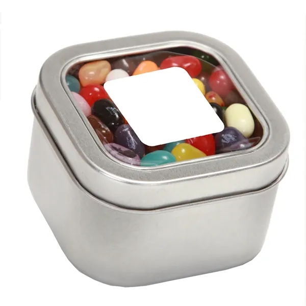 Large Square Window Tin flled with your choice of delicious candy... from ASI 68507 The Magnet Group / The 1919 Candy Company