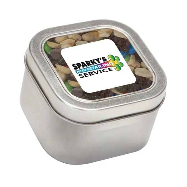 Large Square Window Tin fllled with your choice of delicious candy... from ASI 68507 The Magnet Group / The 1919 Candy Company
