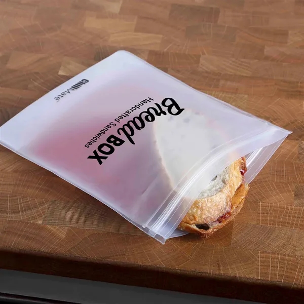 Reusable sandwich bag made of EVA with a ziplock closure on... from ASI 52840 Evans Manufacturing