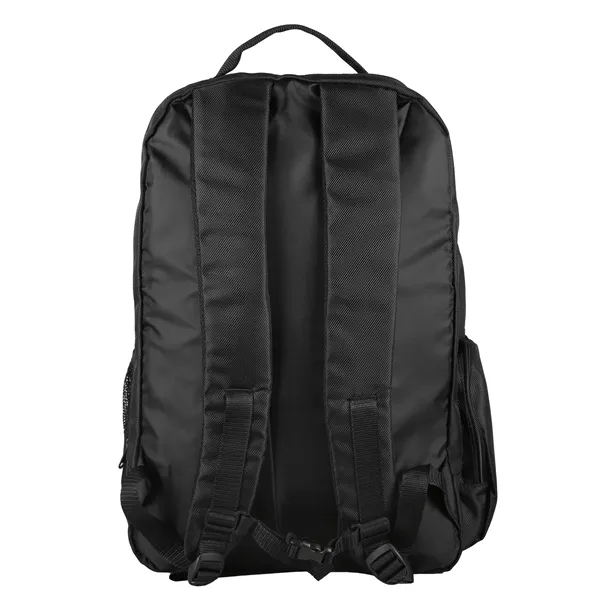Backpack with large main zippered compartment and internal padded laptop/tablet pocket.... from ASI 52840 Evans Manufacturing