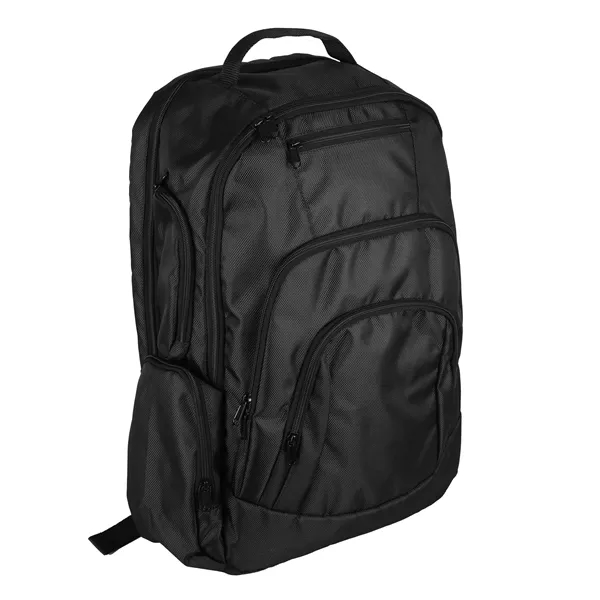 Backpack with large main zippered compartment and internal padded laptop/tablet pocket.... from ASI 52840 Evans Manufacturing