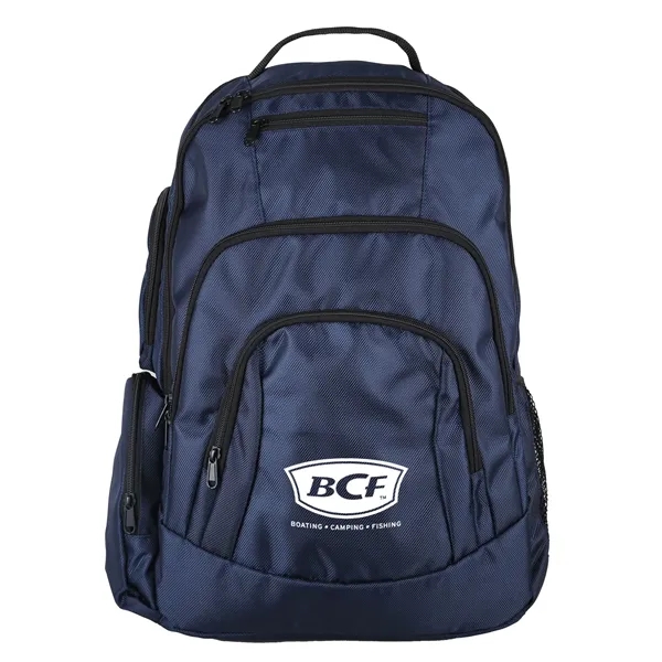 Backpack with large main zippered compartment and internal padded laptop/tablet pocket.... from ASI 52840 Evans Manufacturing