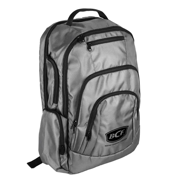 Backpack with large main zippered compartment and internal padded laptop/tablet pocket.... from ASI 52840 Evans Manufacturing