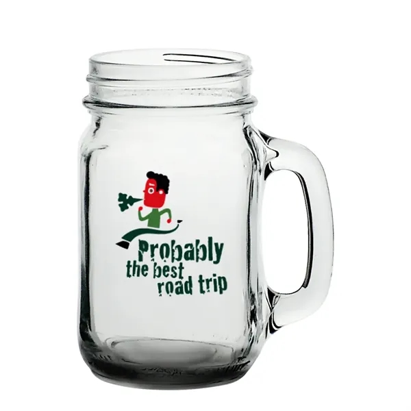Clear glass mason jar style traditional mug with handle, 16 oz.... from ASI 39552 BEL Promo