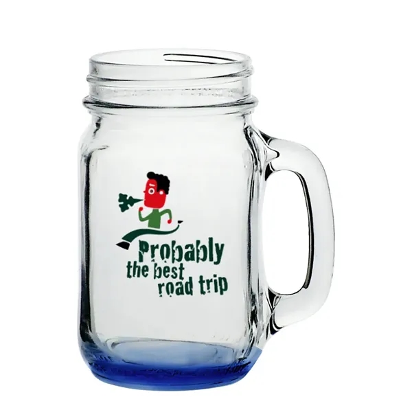 Clear glass mason jar style traditional mug with handle, 16 oz.... from ASI 39552 BEL Promo