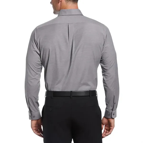 Unisex heathered woven shirt with 8-button front and left chest pocket.... from ASI 39552 BEL Promo