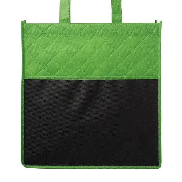 Two tone non-woven grocery tote bag with diamond quilted pattern on... from ASI 39552 BEL Promo